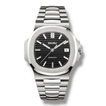Montre Seiko Nautilus Black en acier inoxydable – Cadran noir texturé, index luminescents et mouvement automatique haute précision. Élégance et sobriété pour un style intemporel